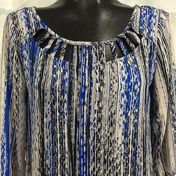 HEART SOUL Striped Print Blouse Top MED - Picture 2 of 4